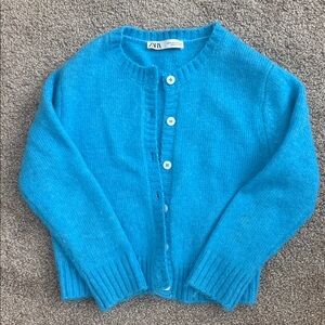 Zara Vibrant Aqua Blue Knit Cardigan women’s small